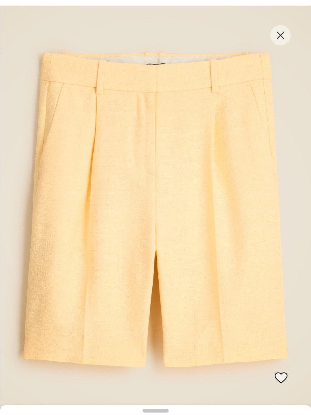 J Crew Light Yellow Tailored Suit Shorts
